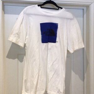 The North Face White Short-Sleeve Tee with Blue Logo Size L
